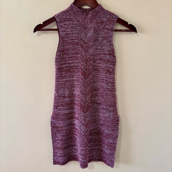 Dynamite Dresses & Skirts - DYNAMITE| Chic Sleeveless Mock Neck Knit Sweater Dress in Heathered Wine Sz XS